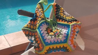 Borsa estiva alluncinetto con piastrelle granny esagonali prima parte [upl. by Giselle843]