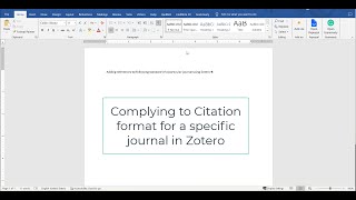 Adopting Citation Style for Selected Journal using Zotero [upl. by Lichter]