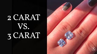 2 Carat vs 3 Carat Diamond Size Comparison  Asscher Cut [upl. by Adnolay]