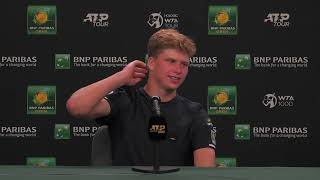 Jenson Brooksby Press Conference Following 3rd Round Win 2022 BNP Paribas Open [upl. by Nnaharas]