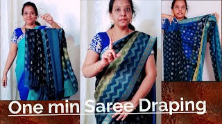 How to wear Saree in a minSareeDraping in one min ReadyToWearSaree tricks ಒಂದುನಿಮಿಷದಲ್ಲಿಸೀರೆ💁 [upl. by Konstanze455]