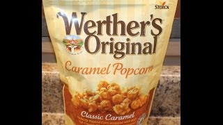 Werthers Original Caramel Popcorn Food Review [upl. by Nylodnew774]