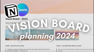 Vision Board 2024 with me  plan year theme amp find purpose Notion amp Canva Tutorial  Free Template [upl. by Newton]