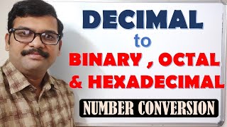 DECIMAL TO BINARYOCTAL AND HEXADECIMAL CONVERSION  NUMBER CONVERSION [upl. by Nnaed780]