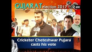 Cricketer Cheteshwar Pujara casts his vote  Gujarat News [upl. by Luigi]