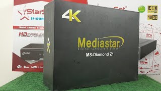 Mediastar MSDiamond Z1 4K UHD Android 7 Digital Satellite Receiver l UnboxingReview l English [upl. by Dragon618]