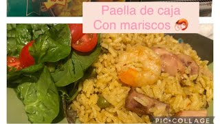 Paella valenciana Vigo de caja con mariscos 🦐 🍤🦑 receta paella disfruta [upl. by Wun]