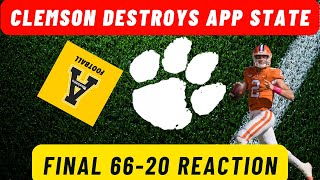 CLEMSON DESTROYS APP STATE 6620 REACTION [upl. by Doro640]