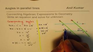 Two set of Parallel Lines Solved for angles with Linear Equations EQAO 9 Maths [upl. by Livingston]