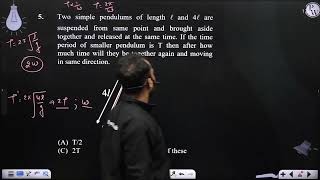 Two simple pendulums of length l and 4l are suspended from same point and brought aside together [upl. by Launame570]