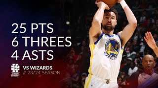 Klay Thompson 25 pts 6 threes 4 asts vs Wizards 2324 season [upl. by Ahsemot998]