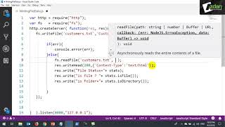 15 Node js File System Module fs Writing a File and Read it إنشاء ملف والكتابة فيه وقراءة ما فيه [upl. by Dayiz]