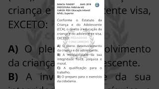 1 Banca FUNDEP  ECA  QUESTÃO c GABARITO  Concurso Munhaçu  MG 2024  área Educação [upl. by Araht579]