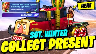 How to EASILY Collect an Item inside a Present Thrown by Sgt Winter  Fortnite Winterfest Quest [upl. by Idhem]