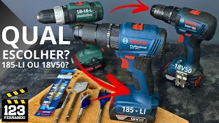 NOVA PARAFUSADEIRAFURADEIRA BOSCH GSB185Li 18V 50Nm DE TORQUE comparada com a BOSCH 18V50 e METABO [upl. by Nahtanod]