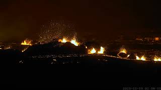 Sundhnúka eruption Dec 19th 2023 0200 to 0300  Live from Iceland [upl. by Oona813]