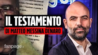 Roberto Saviano racconta lultimo interrogatorio di Messina Denaro quotÈ il suo testamento” [upl. by Natsyrt]