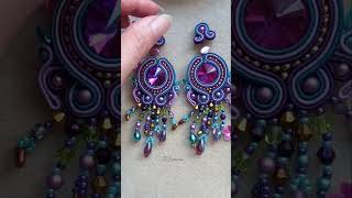 The perfect purple soutache earrings jgsoutache earring soutachejewelry crystalearrings purple [upl. by Cinomod]