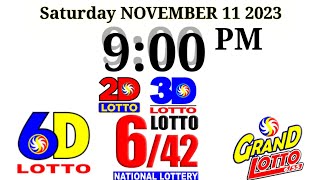 Today 9pm Lotto Result November 11 2023 Complete Details [upl. by Kieran736]