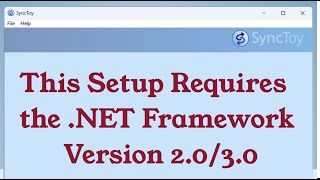 SynToy Error  This Setup Requires the NET Framework Version 20 or 30 [upl. by Eelyma]