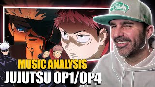 MUSIC DIRECTOR REACTS  Jujutsu Kaisen  OP 1 and OP 4 FULL [upl. by Monah]