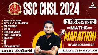 SSC CHSL 2024  SSC CHSL Maths Marathon Class By Abhinandan Sir [upl. by Yllop]