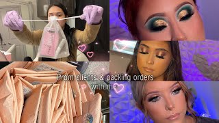 Packing orders amp Prom makeup clients vlog 💕  Houston Makeup Artist [upl. by Laon987]