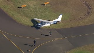 Plane makes emergency crash landing in southwest Sydney [upl. by Neroled]