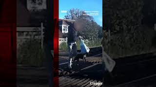 Near misses filmed at UK train crossings Trains CCTV BBCNews [upl. by Harimas]