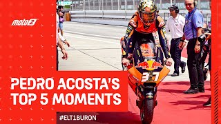 Pedro Acostas Top 5 Moments 👑  2023 Moto2 World Champion [upl. by Lagasse558]