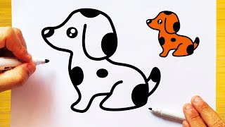 CÓMO DIBUJAR UN PERRO KAWAII CON PUNTOS paso a paso fácil tutorial [upl. by Ecinhoj]