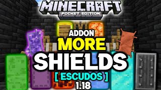 MORE SHIELDS ADDON  Escudos  Para MINECRAFT PE 118Best Addon For Minecraft PE 11812 [upl. by Reinwald]