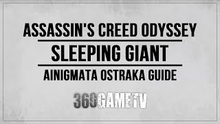 Assassins Creed Odyssey Sleeping Giant Ainigmata Ostraka Location  Solution  Fate of Atlantis DLC [upl. by Stiles760]