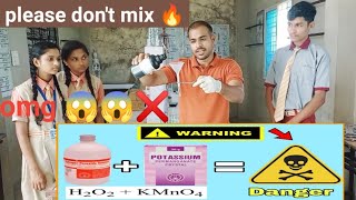 😱dont mix । hydrogen peroxide and potassium permangnat 😱❌ dangerous reaction H2O2kMNO4 [upl. by Araccot691]