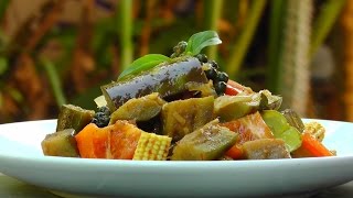 Vegan Vegetarisches Thai Rezept Pad Peht  rotes Auberginen Curry [upl. by Anurb]