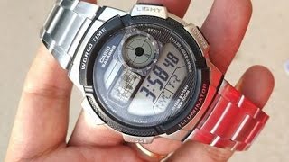 Hướng dẫn chỉnh giờ Casio worldtime AE1200WHD  Casio AE1000W [upl. by Naj608]