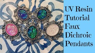 UV Resin Tutorial Creating Faux Dichroic Pendants Plus Giveaway see description [upl. by Selinski]