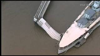 Two hurt in HMS Belfast gangway collapse 291111 [upl. by Helbon944]