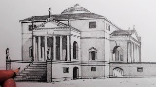 How to Draw Buildings in 1Point Perspective The Villa Rotonda Narrated [upl. by Eirotal]