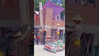 Installation process of load bearing columns in brick house [upl. by Niraj]