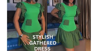 How to sew a Stylish GATHERED DRESS for beginnerseasy tutorial [upl. by Landon]