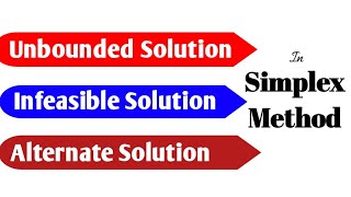 Unbounded Infeasible amp Alternate Solution in the Simplex Method How to identify type of solution [upl. by Dietsche]