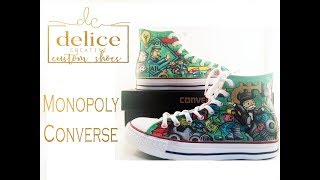 Custom Painted Converse Monopoly High Top Shoes [upl. by Enyaj]