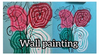 simple Wall painting design idea using acrylic colour diy wallpainting creative trending [upl. by Shaylah503]