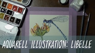 Aquarell Illustration Libelle Speedpaint [upl. by Hcirdla]