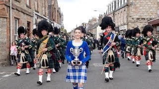 Drum Majors flourish during Huntly Pipe Bands 70th anniversary parade  Scotland Sept 2018 [upl. by Annert]