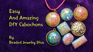 DIY Cabochons  Dichroic Look  Nail Polish Jewelry [upl. by Sanoy863]