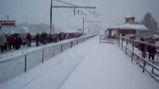 MUST SEE Acela with tons and tons of horn flying through the snow [upl. by Idnod]