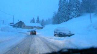 La route nationale 5 enneigée entre le col de la Faucille et les Rousses [upl. by Eremehc]