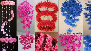 5 Beautiful Paper Flower Wall Hanging Paper Craft  Paper Flower [upl. by Seltzer]